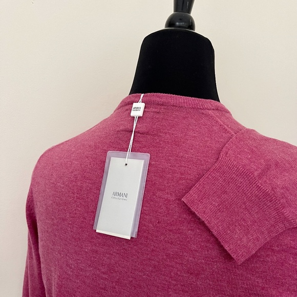 New Armani Collezioni V neck Pink Sweater L size - Picture 5 of 7